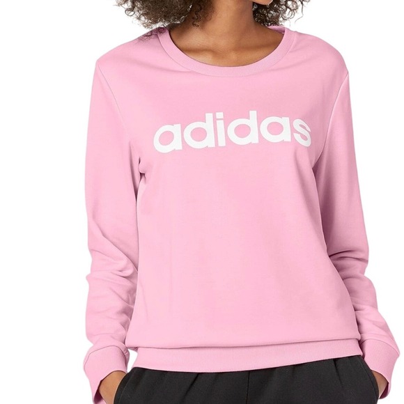 adidas Tops - Adidas Womens Pink Crewneck Sweatshirt Logo Graphic Pullover Fleece Top